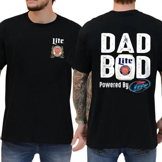 Miler Lite Dad Bod Powered By Miler Lite Shirt , Drink Shirt, Gift For Men, Sport Athletic, Dad Bod Shirts, Casual Drinking Tshirt, Classic Menswear