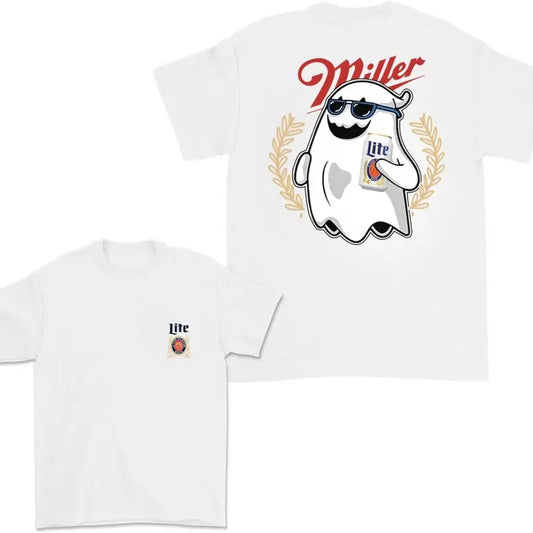 Miler Lite Ghost Halloween 2 Sided T-Shirt DRG DRG, Miler Lite Sweatshirt For Men And Women, Halloween Trendy Hoodie DRG
