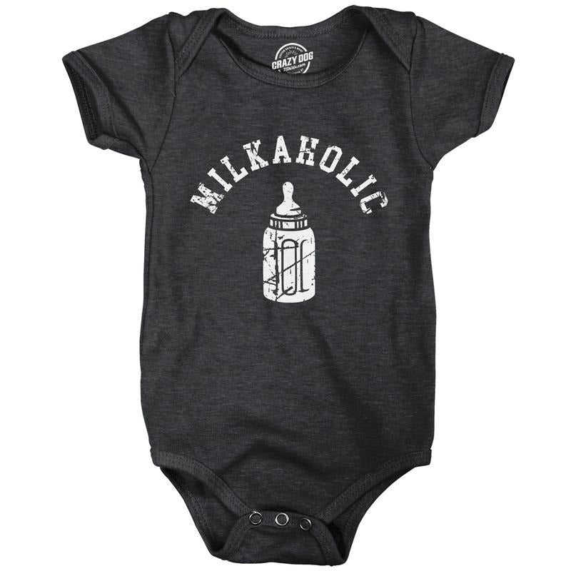 Milkaholic Baby Bodysuit Funny Milk Drinking Addict Joke Jumper for Infants Funny Baby Onesies Funny Sarcastic Onesie...