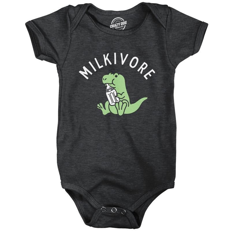 Milkivore Baby Bodysuit Funny Cute Milk Drinking Baby Dinosaur Jumper For Infants Funny Baby Onesies Funny Sarcastic...