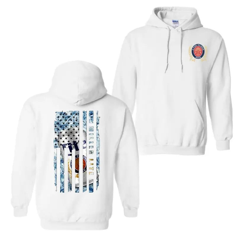 Miller Lite Beer Flag 2 Sided T-Shirt Sweatshirt Hoodie, For Men And Women, Trendy Shirt