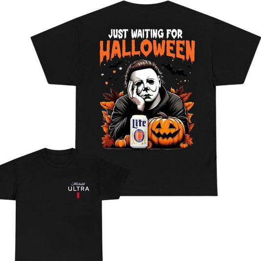 Miller Lite Beer Just Waiting For Halloween Tshirt, Halloween Trendy Tshirt - Cotton