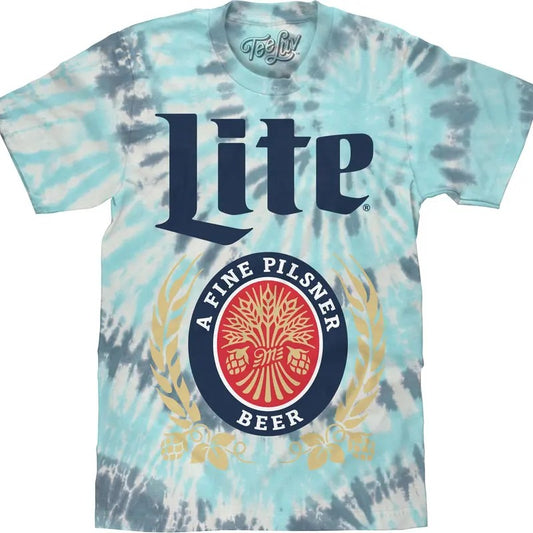Miller Lite Beer Tie Dye T-Shirt - Coral Reef Tie Dye