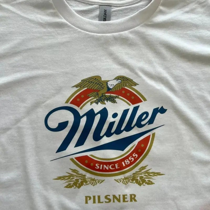 Miller Lite Pilsner Shirt Beer Graphic Cotton Menswear Top Decoration T-Shirt Print Streetwear Casual Tshirt Crewneck