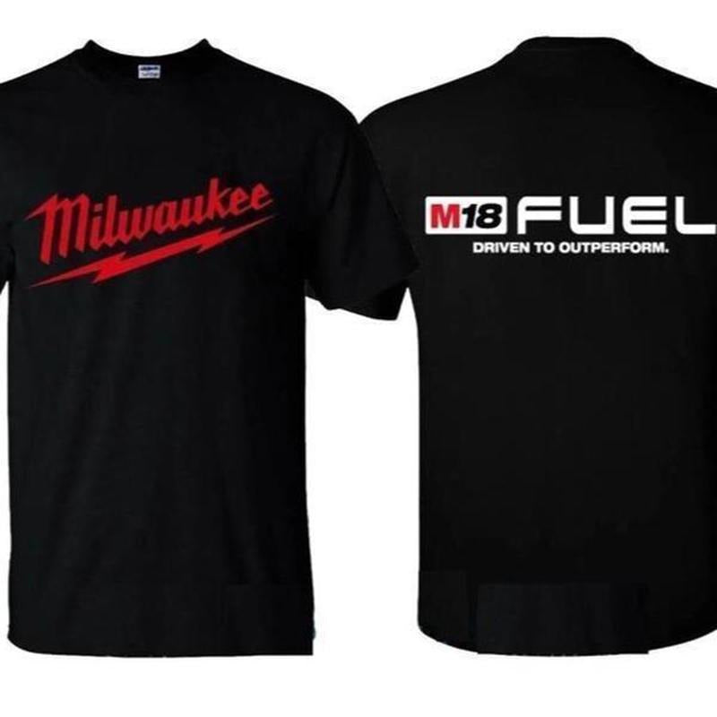 Milwaukee M18 FUEL T-Shirt - Sweatshirt - Hoodie, Streetwear, Power Tools Logo Graphic Tee for Men, Driven to Outperform,...