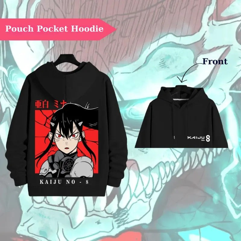 Mina Ashiro Kaiju No. 8 Hoodie, Stylish Anime Character Design, Perfect for Fans of Action and Adventure, Casual Cotton...