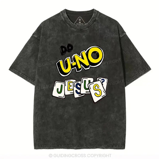 [ Mineral Wash ] 1 DO U-No Jesus Christian Washed Shirt Jesus Graphic Washed Style Shirt