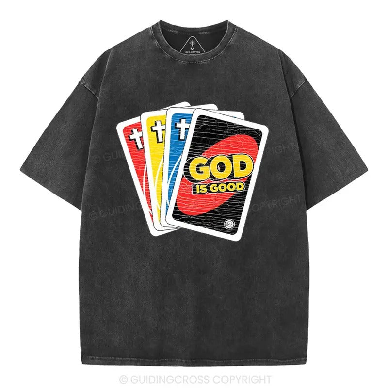 [ Mineral Wash ] 1 God Is Good Christian Washed Shirt Jesus Graphic Washed Style Shirt Hoodie, Sweatshirt | DripVista.com