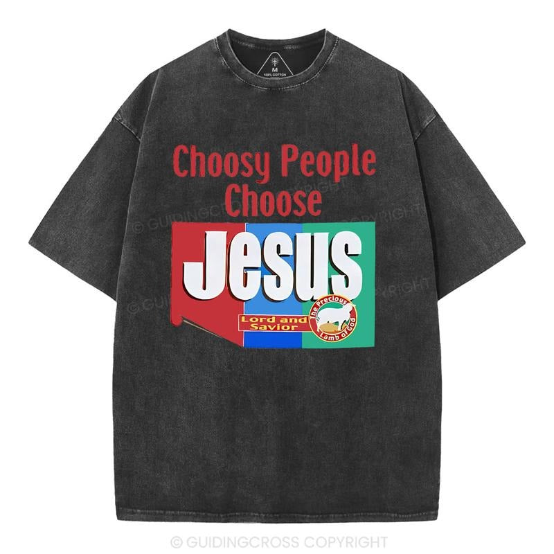 [ Mineral Wash ] Choosy People Choose Jesus Christian Washed TShirt Jesus Graphic Washed Style Shirt