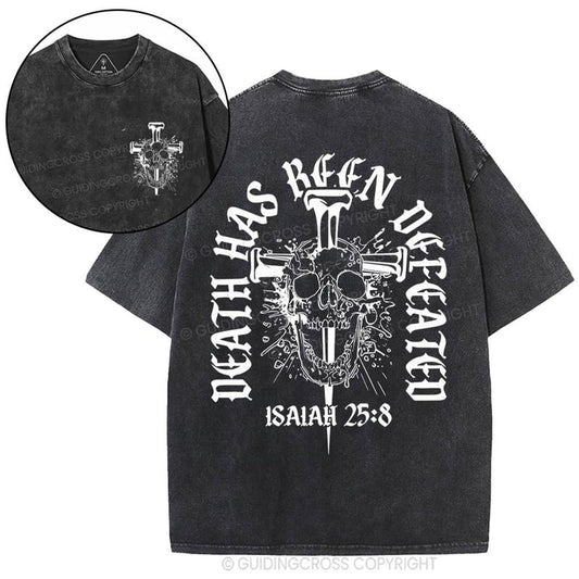 [ Mineral Wash ] Death Has Been Defeated Christian Washed TShirt Jesus Graphic Washed Style Shirt
