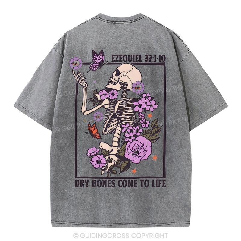 [ Mineral Wash ] Dry Bones Come To Life Christian Washed TShirt Jesus Graphic Washed Style Shirt