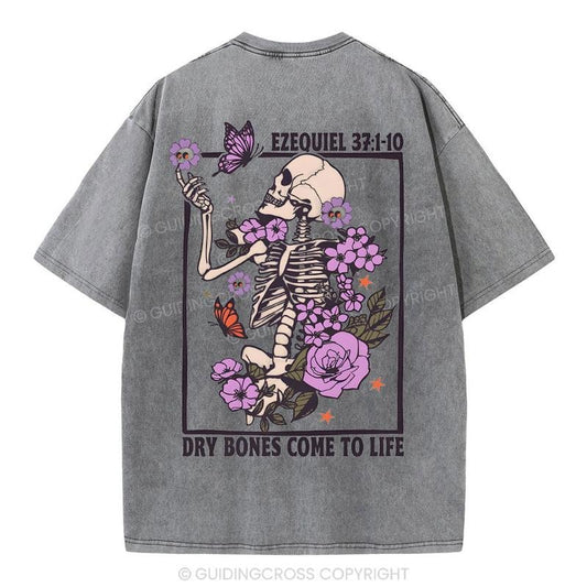 [ Mineral Wash ] Dry Bones Come To Life Christian Washed TShirt Jesus Graphic Washed Style Shirt