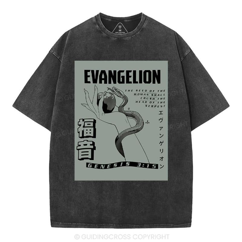 [ Mineral Wash ] Evangelion Chirstian Washed Shirt Jesus Graphic Washed Style Shirt Hoodie, Sweatshirt | DripVista.com