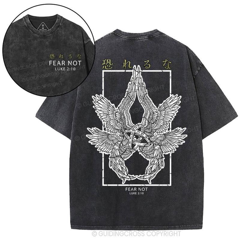 [ Mineral Wash ] Fear Not Christian Washed TShirt Jesus Graphic Washed Style Shirt