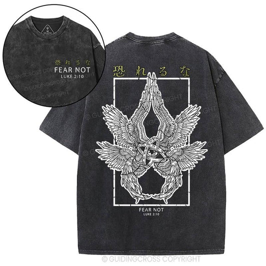 [ Mineral Wash ] Fear Not Christian Washed TShirt Jesus Graphic Washed Style Shirt