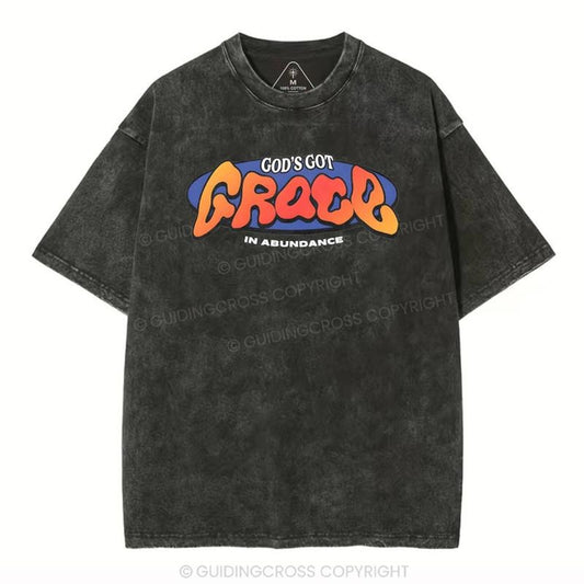 [ Mineral Wash ] God's Got Grace Christian Washed Shirt Jesus Graphic Washed Style Shirt