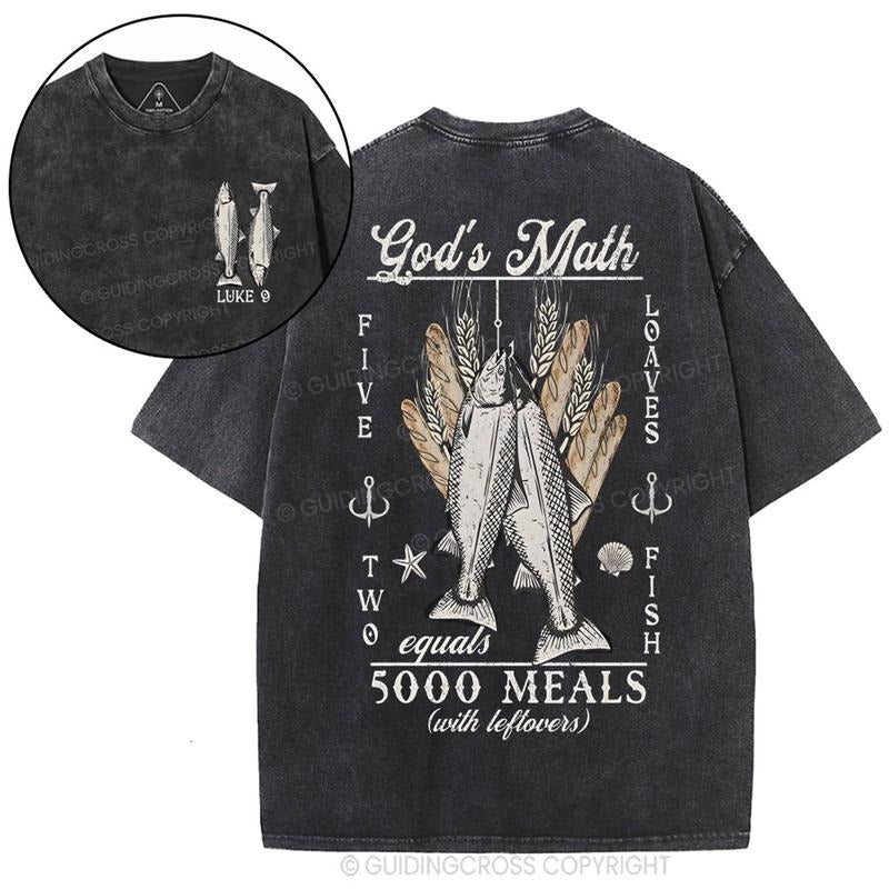 [ Mineral Wash ] God's Math Christian Washed Shirt Jesus Graphic Washed Style Shirt Hoodie, Sweatshirt | DripVista.com