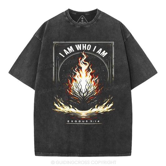 [ Mineral Wash ] I Am Who I Am Christian Washed TShirt Jesus Graphic Washed Style Shirt