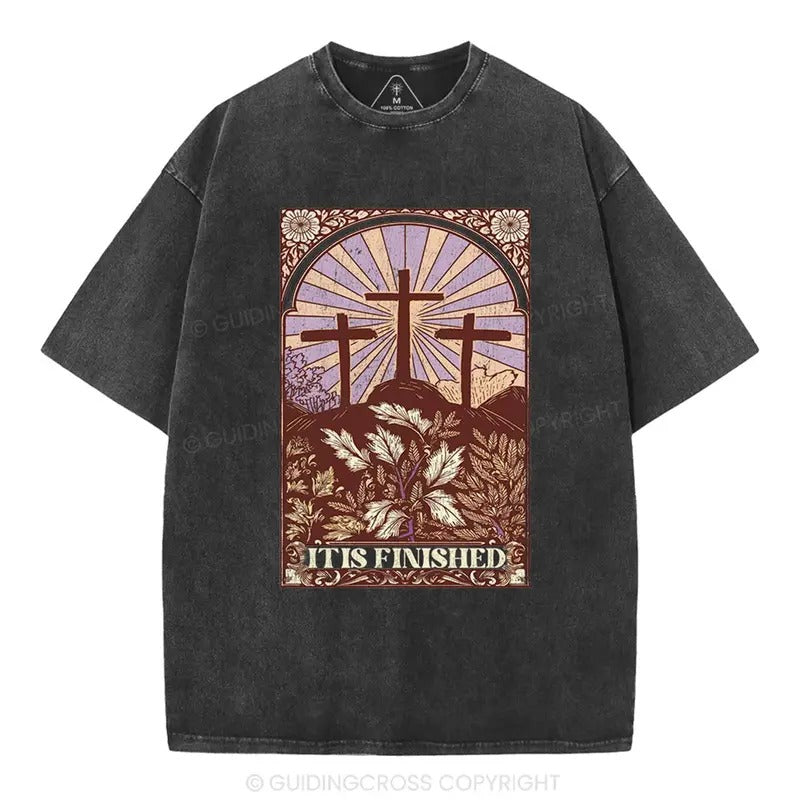 [ Mineral Wash ] It Is Finished Christian Washed Shirt Jesus Graphic Washed Style Shirt Hoodie, Sweatshirt | DripVista.com