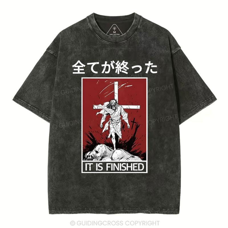 [ Mineral Wash ] It Is Finished Christian Washed TShirt Jesus Graphic Washed Style Shirt Hoodie, Sweatshirt | DripVista.com