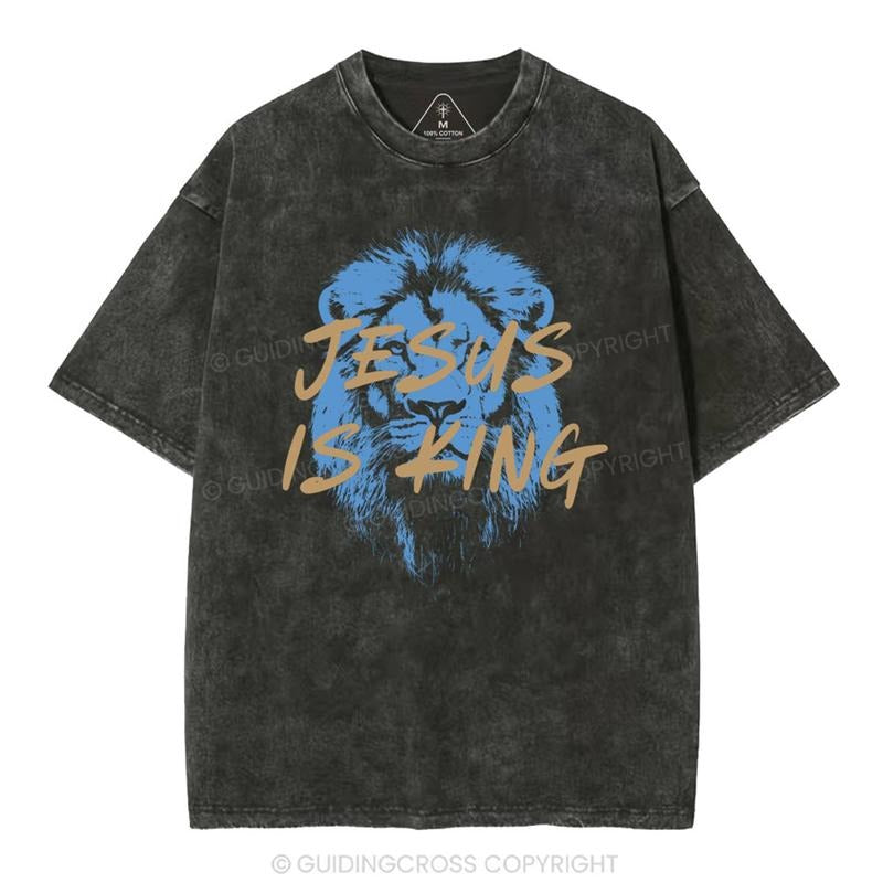 [ Mineral Wash ] Jesus Is King Christian Washed Shirt Jesus Graphic Washed Style Shirt Hoodie, Sweatshirt | DripVista.com