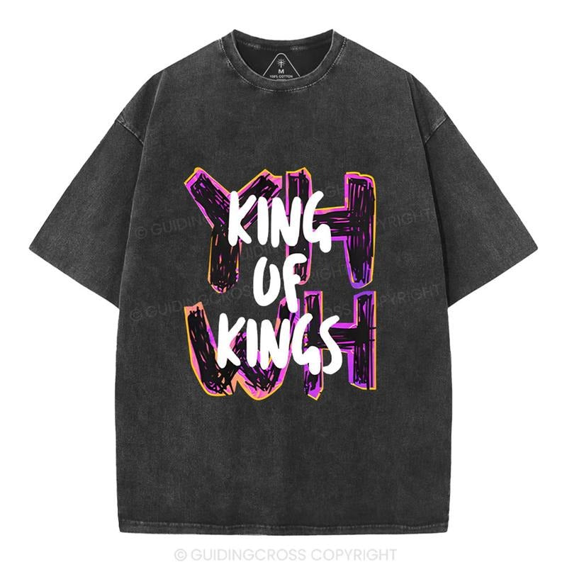 [ Mineral Wash ] King Of Kings Christian Washed TShirt Jesus Graphic Washed Style Shirt Hoodie, Sweatshirt | DripVista.com