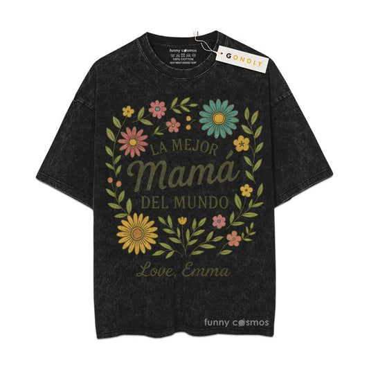 [ Mineral Wash ] La Mejor Mama Del Mundo Gifts For Mom, Mom Life, Mother Day Graphic Washed Style Shirt