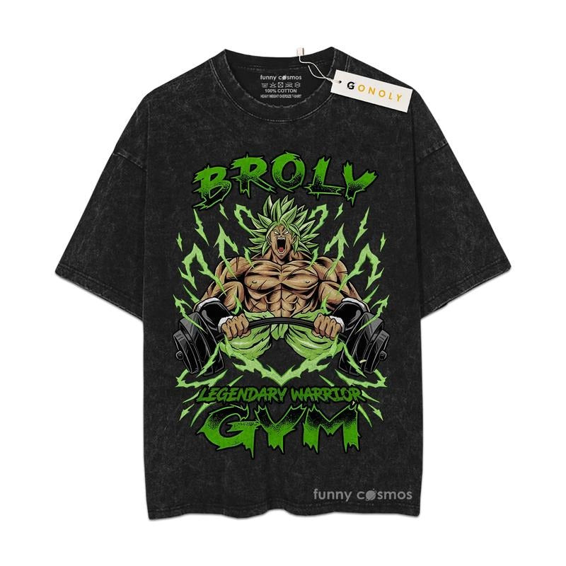 [ Mineral Wash ] Retro Broly Legendary Warrior Gym Tee Anime Fan Lovers Streetwear & Washed Gym Style Shirt Hoodie,...