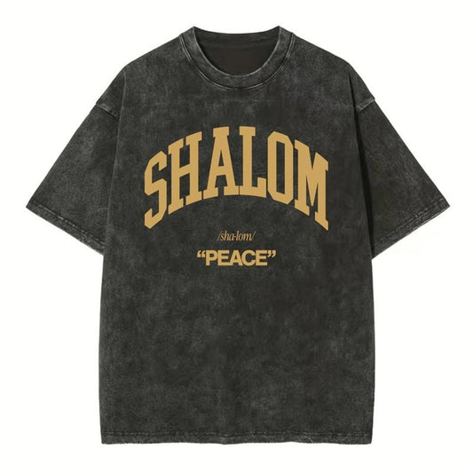 [ Mineral Wash ] Shalom Christian Washed TShirt Jesus Graphic Washed Style Shirt