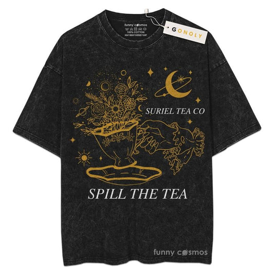 [ Mineral Wash ] Suriel Tea Co Acotar Sweatshirt A Court Of Thorns And Roses Shirt, Acotar For Fans Lover Book, Bookish, Graphic Washed Style Shirt