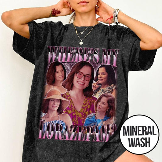 [ Mineral Wash ] The White Lotus Movie Shirt Parkey Posey Lorazepam Victoria, Bootleg Rap Style Graphic Washed Shirt