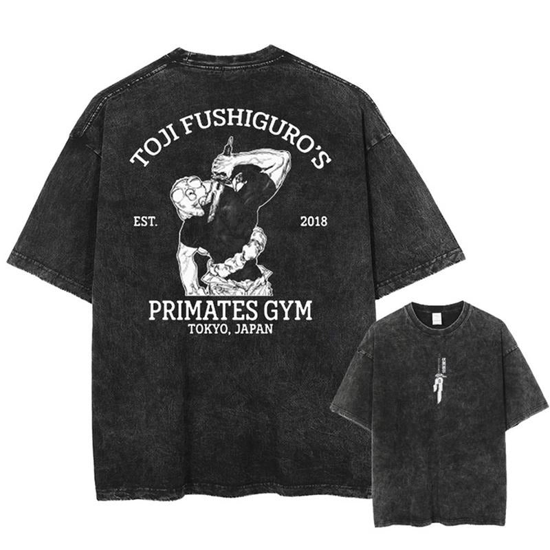 [ Mineral Wash ] Toji Primates Gym Vintage Tee JJK Jujutsu Kaisen Fan Lovers Streetwear & Washed Gym Style Shirt