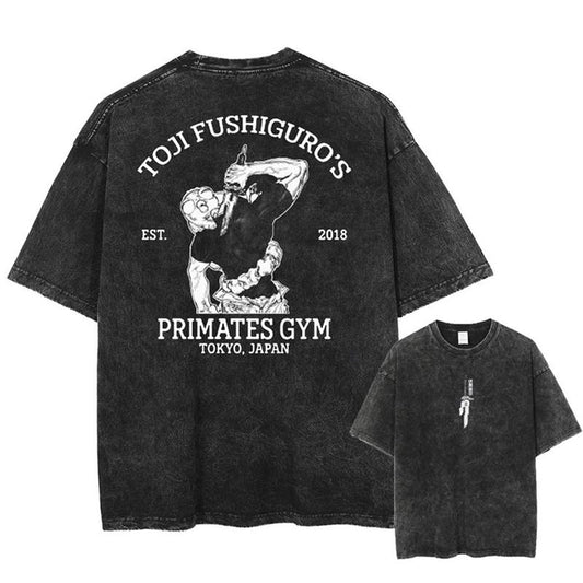 [ Mineral Wash ] Toji Primates Gym Vintage Tee JJK Jujutsu Kaisen Fan Lovers Streetwear & Washed Gym Style Shirt