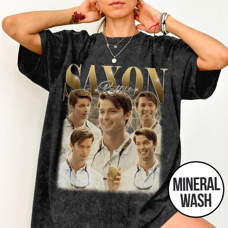 [ Mineral Wash ] Vintage Saxon Ratliff Shirt, Retro 90s Saxon Ratliff Shirt, The White Lotus Movie, Bootleg Rap Style Graphic Washed Shirt