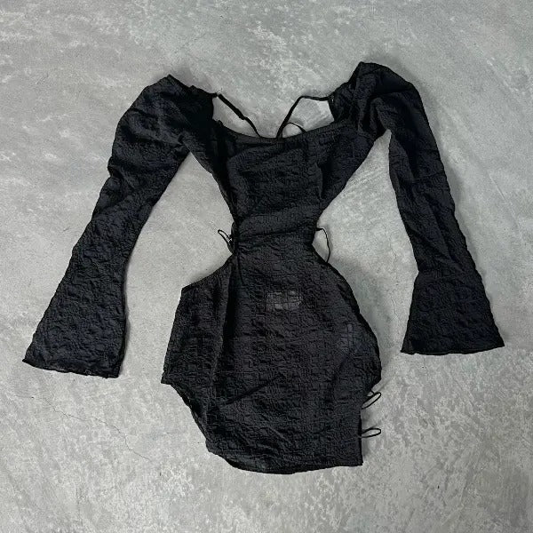 Mini Black Bell Sleeve Dress with Cut-Out T-Shirts, Hoodie, Sweatshirt | DripVista.com