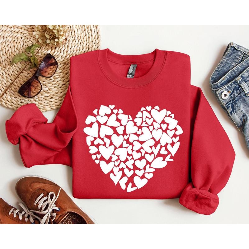 Mini Hearts Sweatshirt, Vintage Valentine's Day Sweatshirt, Crew Neck, Women's, Crewneck, Valentine's Day, Love, Heart,...