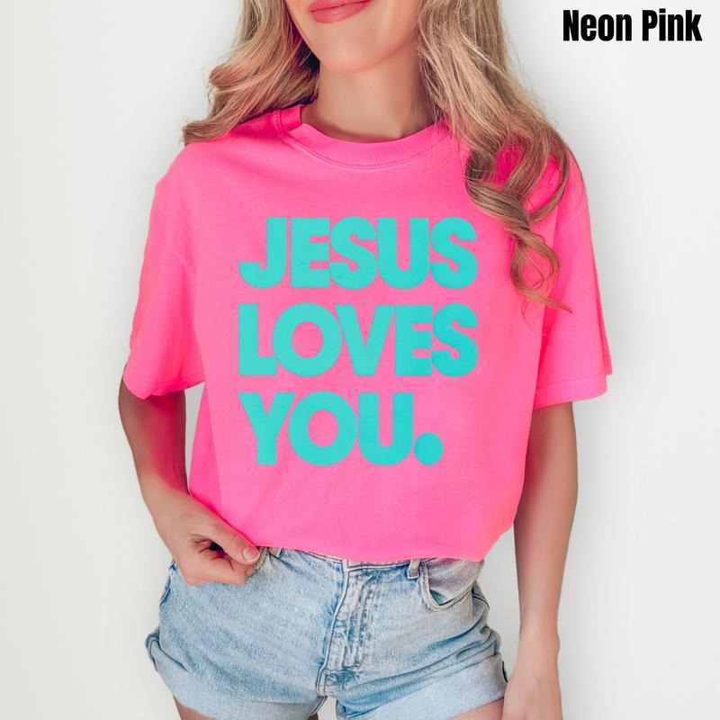 Mint Jesus Loves You PUFF Comfort Colors T-Shirt Hoodie, Sweatshirt | DripVista.com