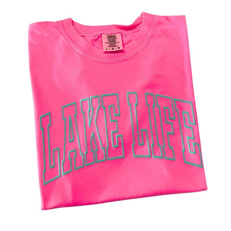 Mint Lake Life Puff Letter Comfort Colors T-Shirt Hoodie, Sweatshirt | DripVista.com
