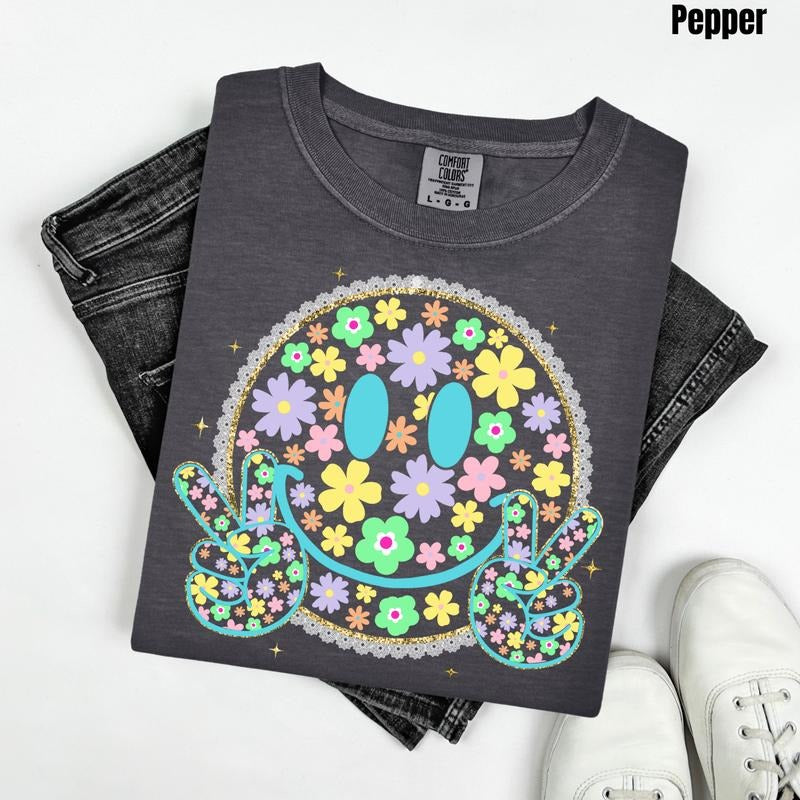 Mint Peace Face Comfort Colors T-Shirt 'NLB Hoodie, Sweatshirt | DripVista.com