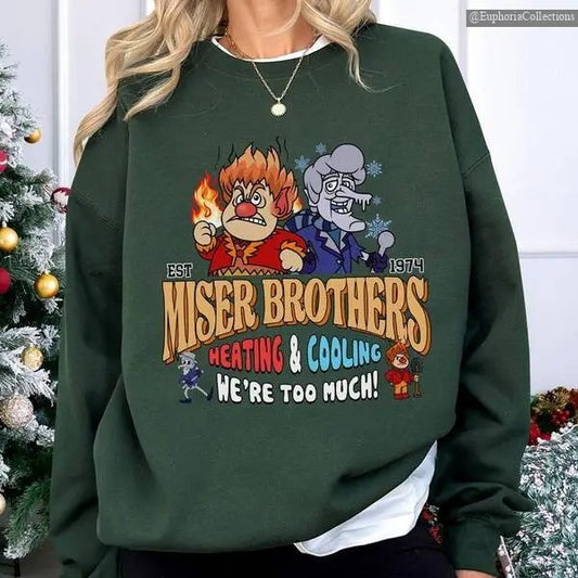 Miser Brothers Heating And Cooling Christmas Shirt, Miser Brothers Too Much Shirt, Heat And Snow , Global Trending Outfits