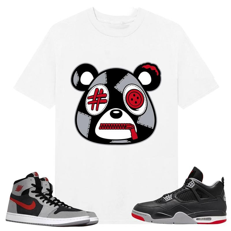 Misunderstood Bear, Shirt to match A J 1 High Zoom CMFT 2 Fire Red Cement Grey, A J 4 Bred, Shirt to matching Sneaker...