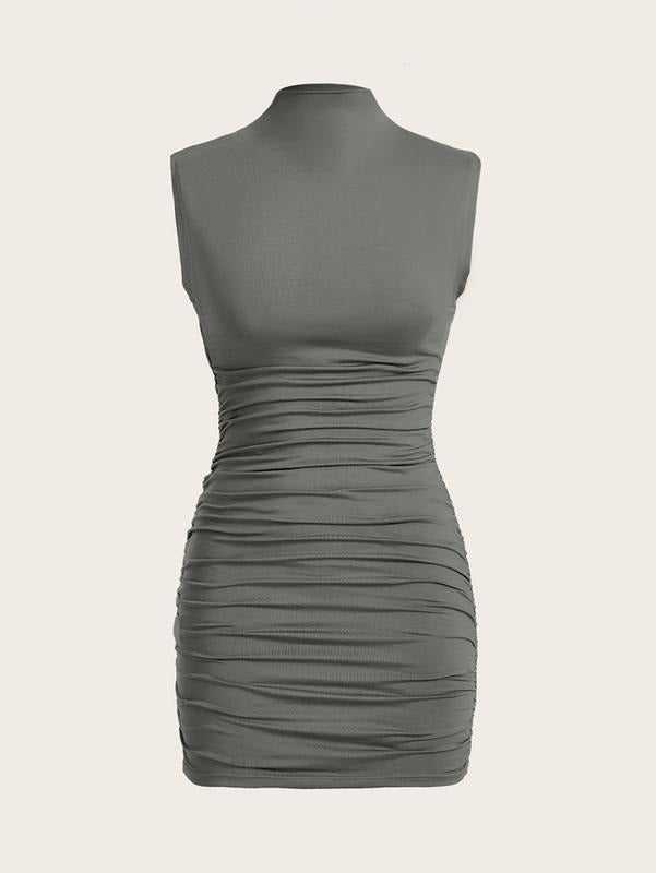 Mock Neck Mini Dress Cap Sleeve Ruched Bodycon Dressesstyle{n002}2 T-Shirts, Hoodie, Sweatshirt | DripVista.com