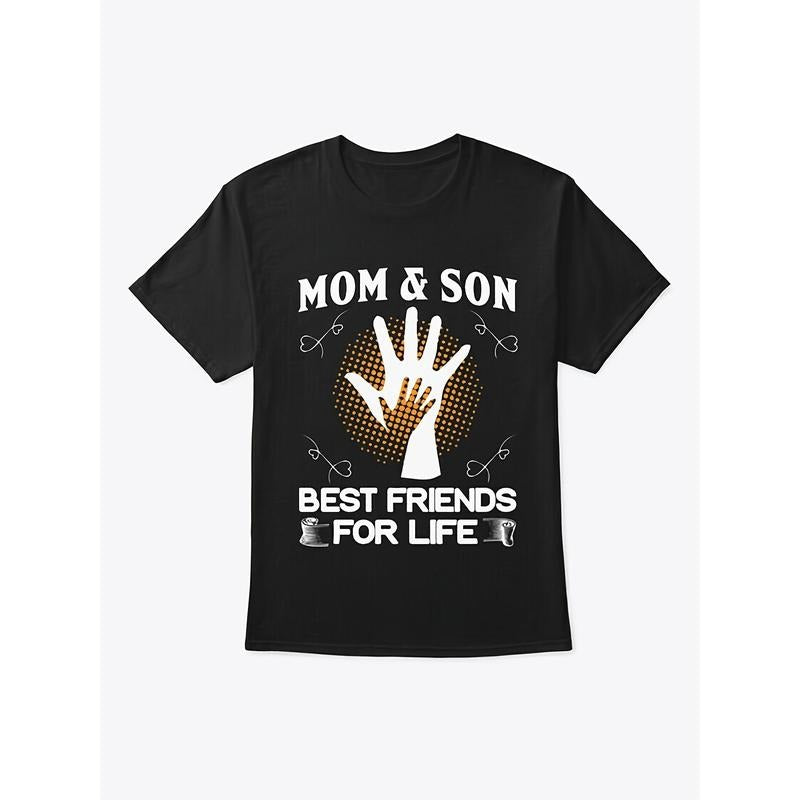 [Mom & Son Bond T-Shirt] Soft Cotton Mom & Son Bond T-Shirt - Casual Crew Neck, Short Sleeve, Machine Washable - Sizes S to 5XL, Perfect Mother's Day Gift Made in USA