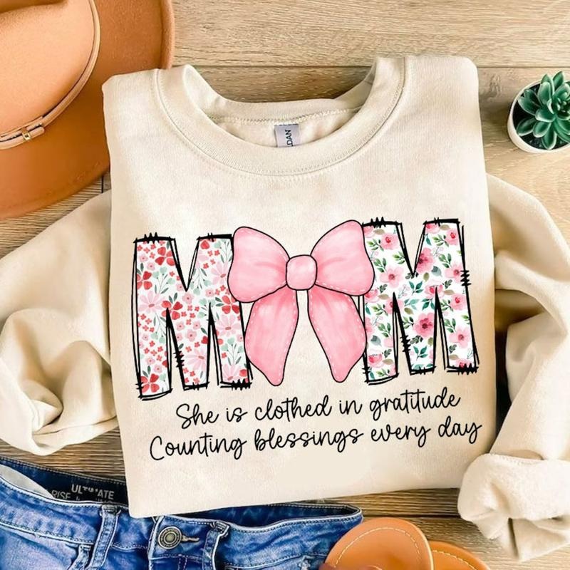 Mom She is Clothed in Gratitude Counting Blessings Every Day shirt, Wildflowers Mom shirt Hoodie, Sweatshirt | DripVista.com
