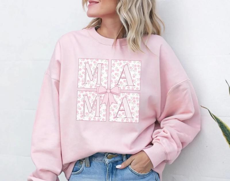 Mommy bow crewneck sweatshirt, MAMA sweater, Mother's Day gift idea T-Shirts, Hoodie | DripVista.com