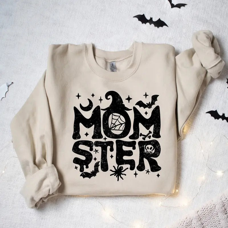 Momster Sweatshirt, Halloween Mom Sweatshirt, Funny Halloween Pumpkin Shirt, Fall Halloween Sweatshirt