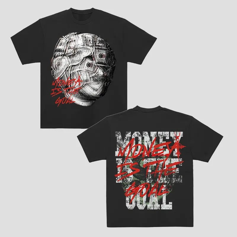 Money I$ the GOAL Graphic Casual Cotton Short Sleeve Crewneck Men T-Shirt Streetwear Menswear Top Tshirt  Tropical Shortsleeve graphic  tees Polyester