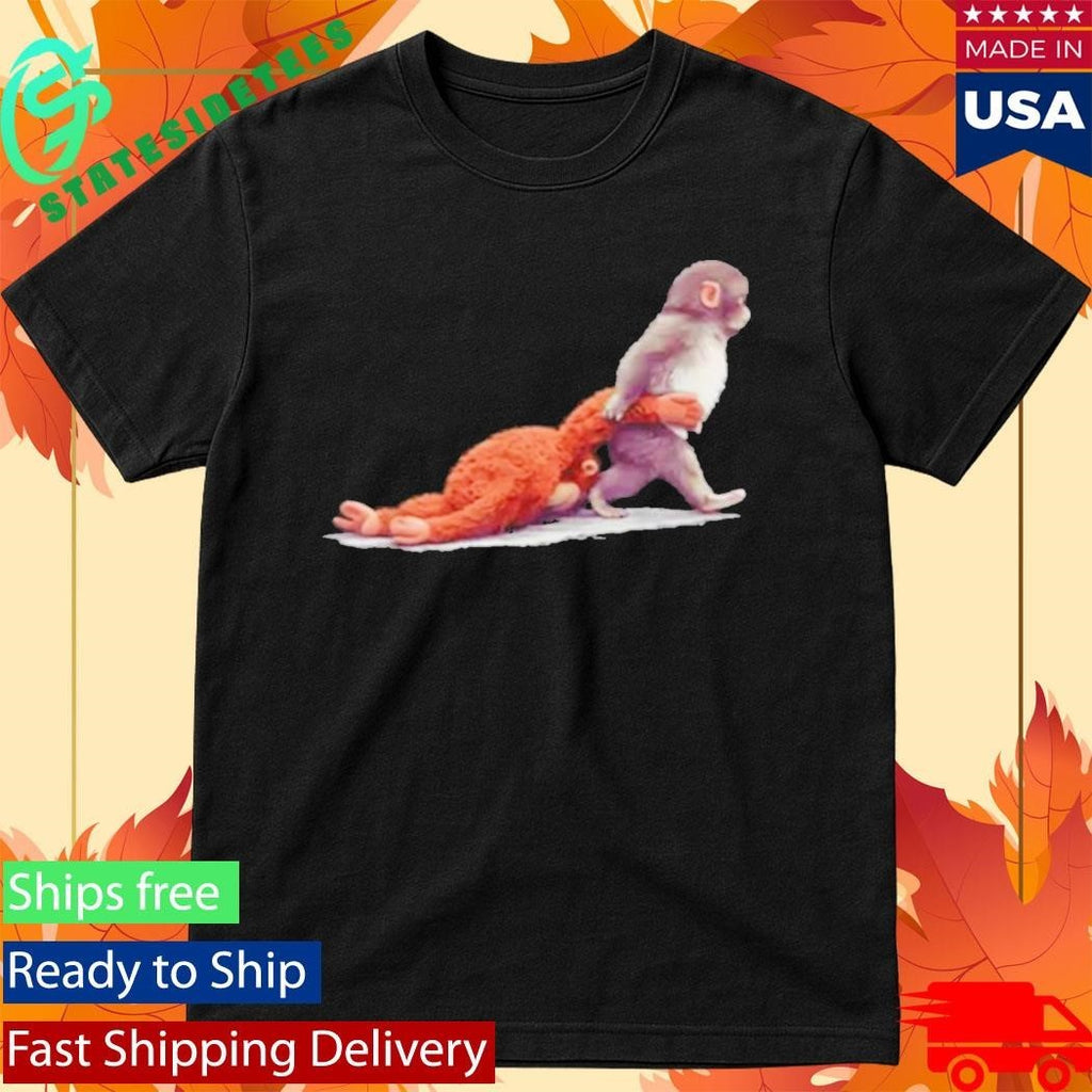 Monkey Punch Baby Monkey Holding Plush Toy Shirt