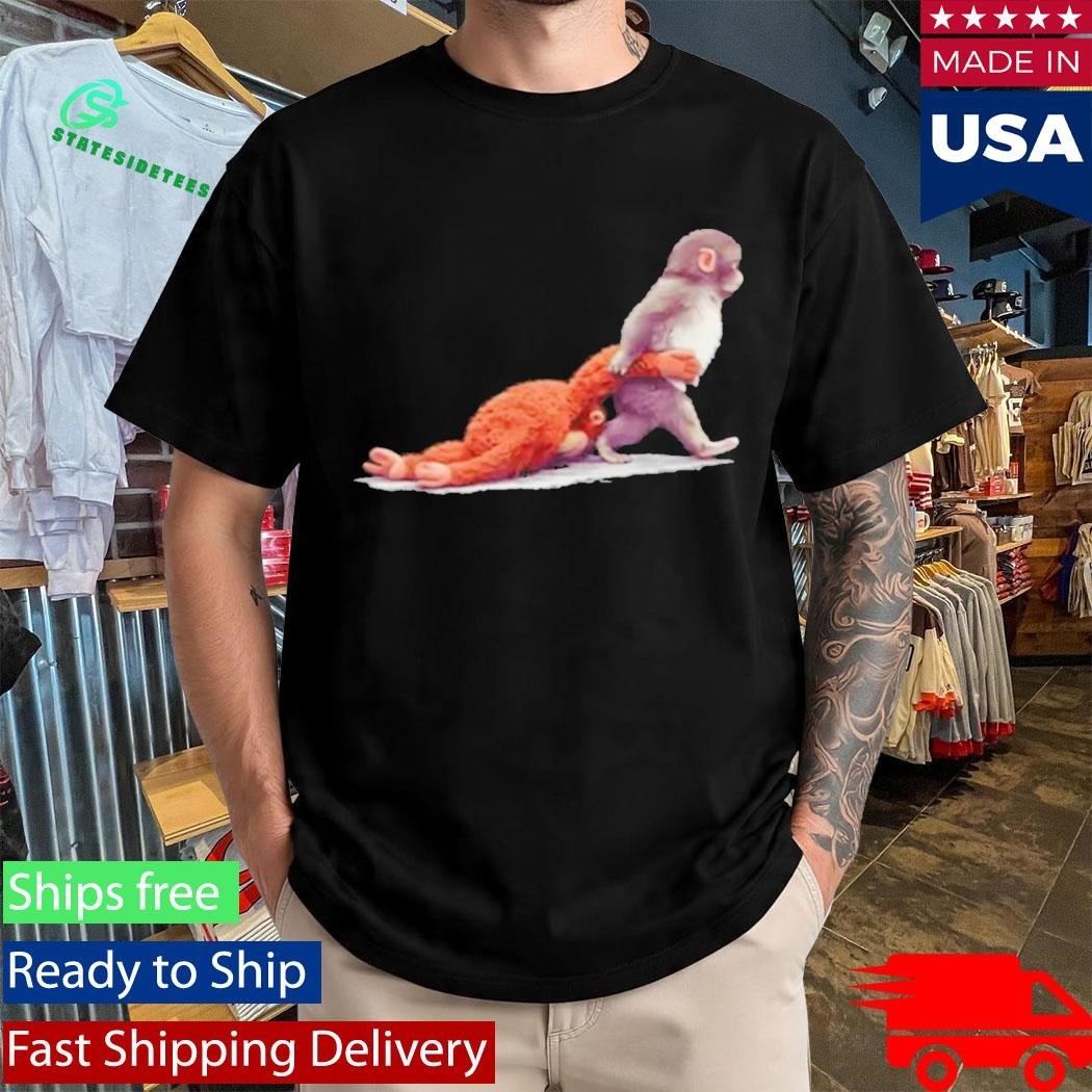 Monkey Punch Baby Monkey Holding Plush Toy Shirt