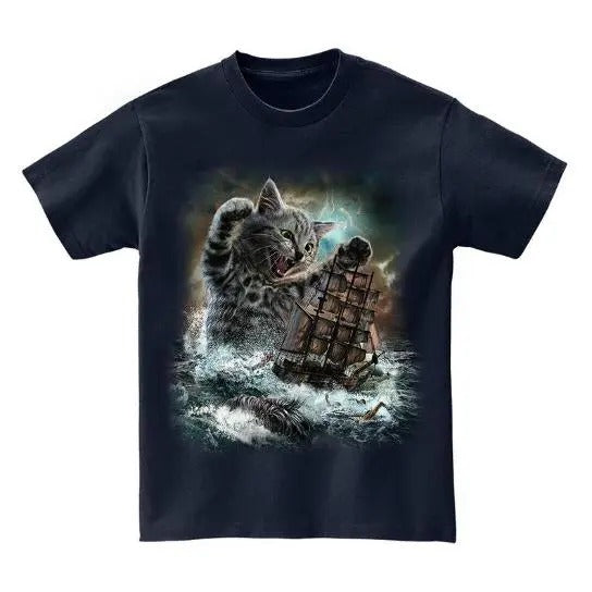 Monster Cat Burst Out to Terrorize, Kraken - Short Sleeve Unisex, Men, Women, Youth T-Shirt Made in USA